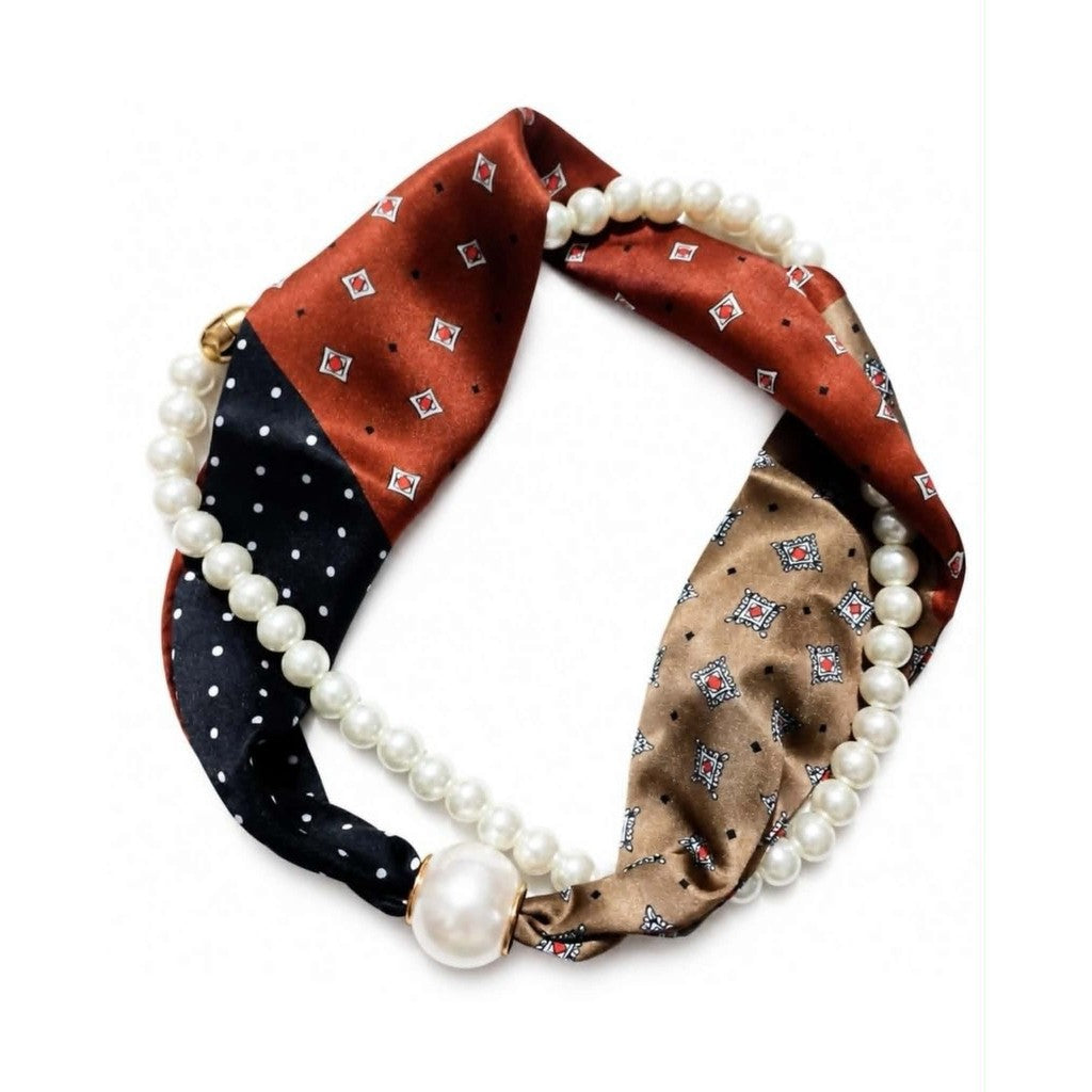 Scarf T&S Kim Scarf w. magnetic pearl and necklace Scarf aw11