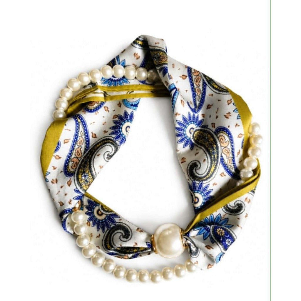 Scarf T&S Kim Scarf w. magnetic pearl and necklace Scarf aw16
