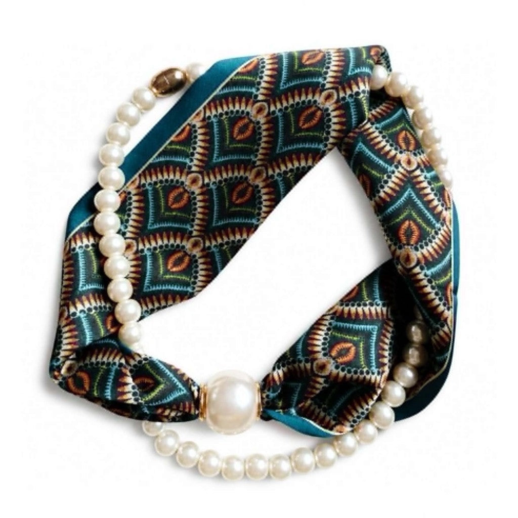 Scarf T&S Kim Scarf w. magnetic pearl and necklace Scarf aw4