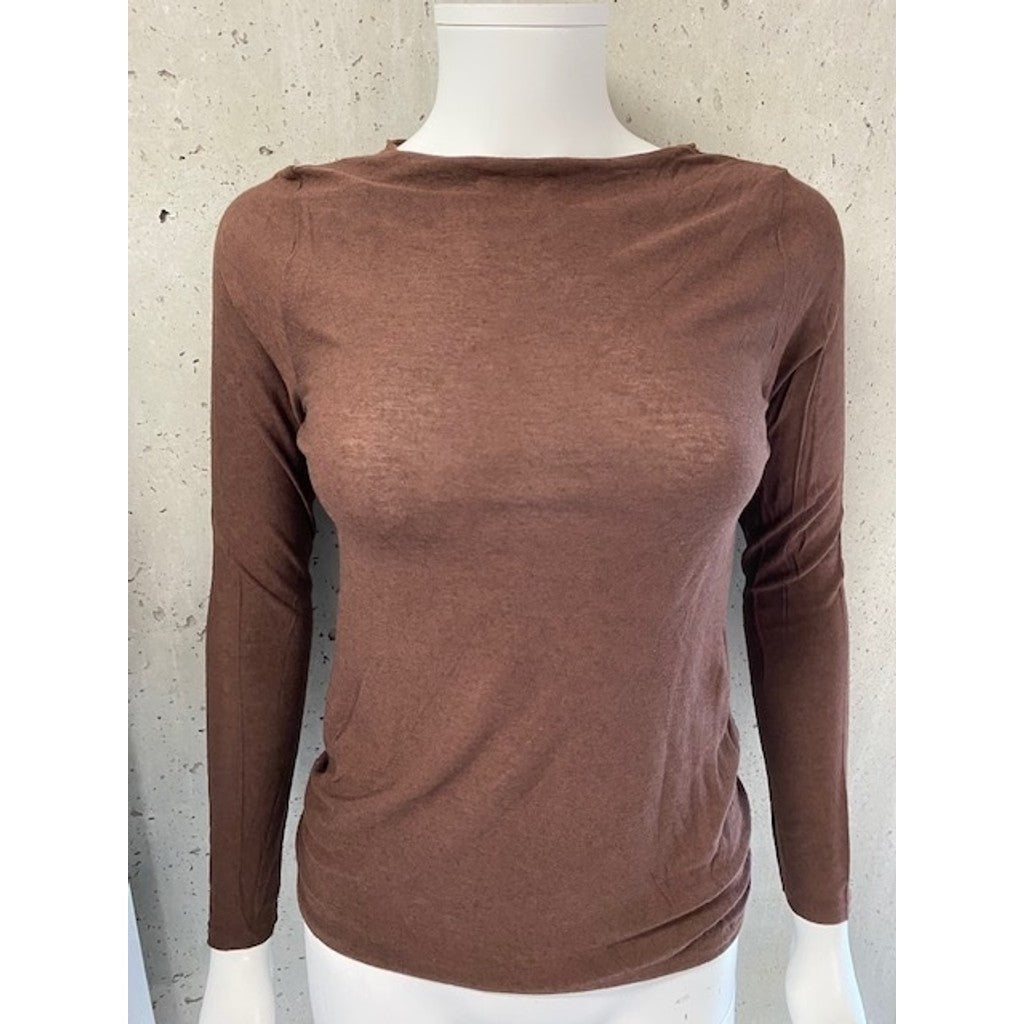 Microfiber T&S Kittie merino T-shirt LS Blouse Cioccolato