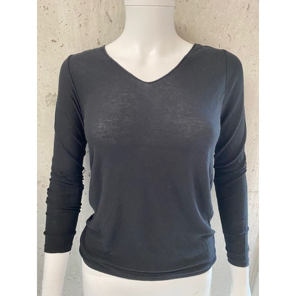 Microfiber T&S Kittie merino T-shirt LS Blouse Nero
