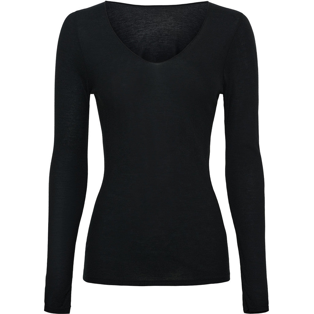 Microfiber T&S Kittie merino T-shirt LS Blouse Nero