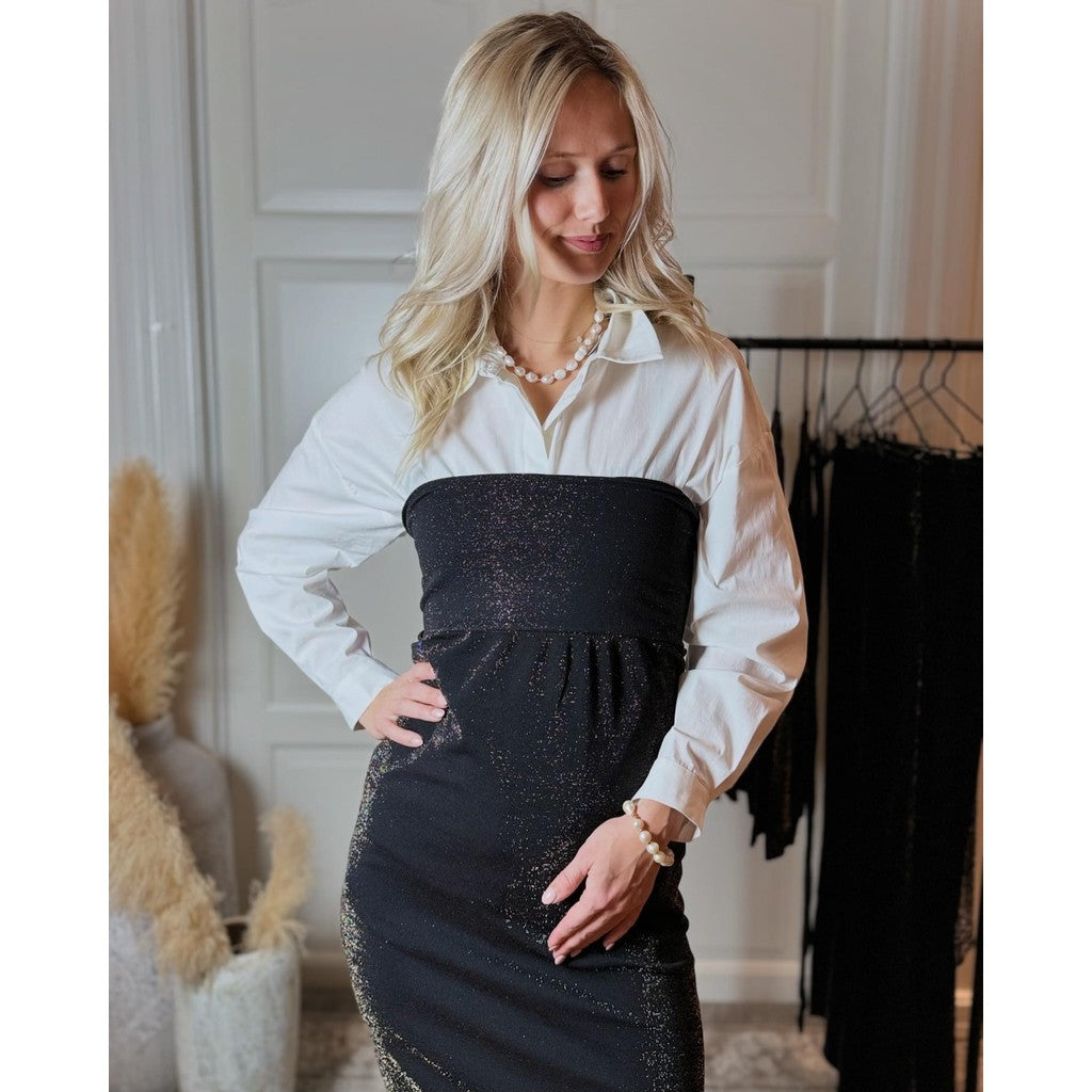 Microfiber T&S Las Vegas glitter dress/skirt Dress Nero-Argento