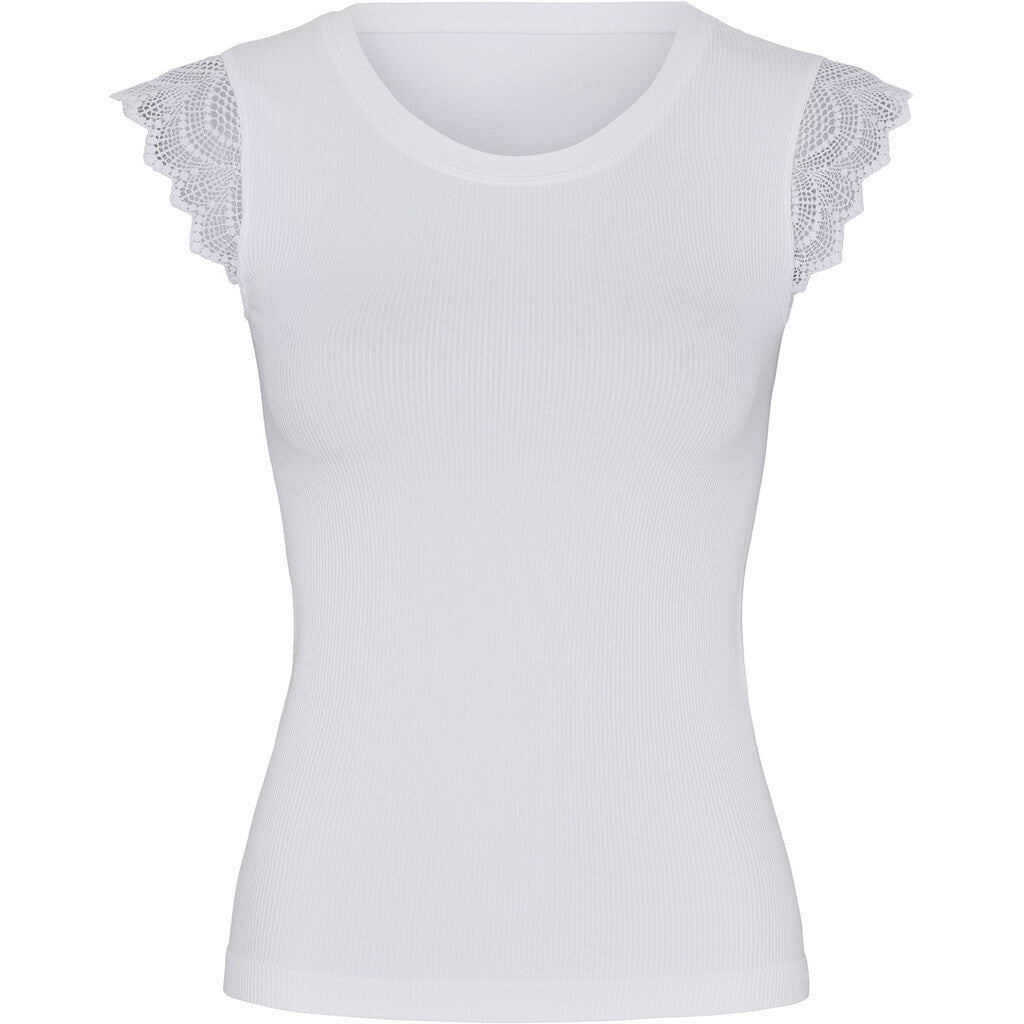 Microfiber T&S Lillibeth rib Top Top SS Bianco