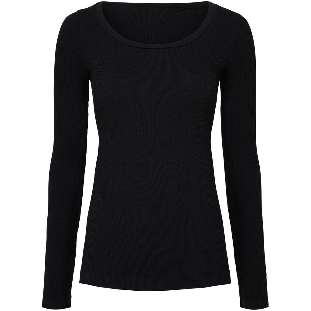 Microfiber T&S Linea rib T-shirt LS Top LS Nero