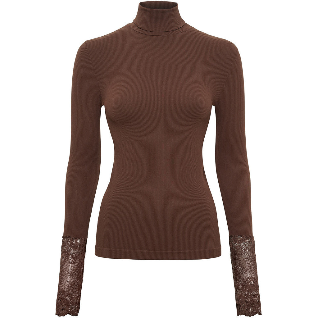 Microfiber T&S Maja Turtle Costina Lace LS Turtleneck LS Cioccolato