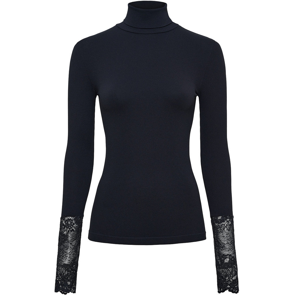 Microfiber T&S Maja Turtle Costina Lace LS Turtleneck LS Nero