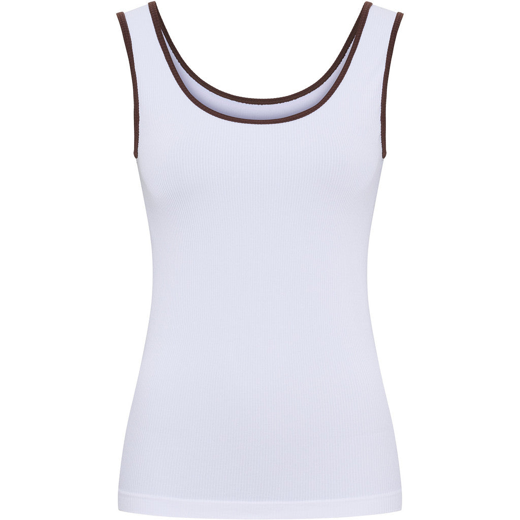 Microfiber T&S Marie rib Top Rib Top Bianco/cioccolate