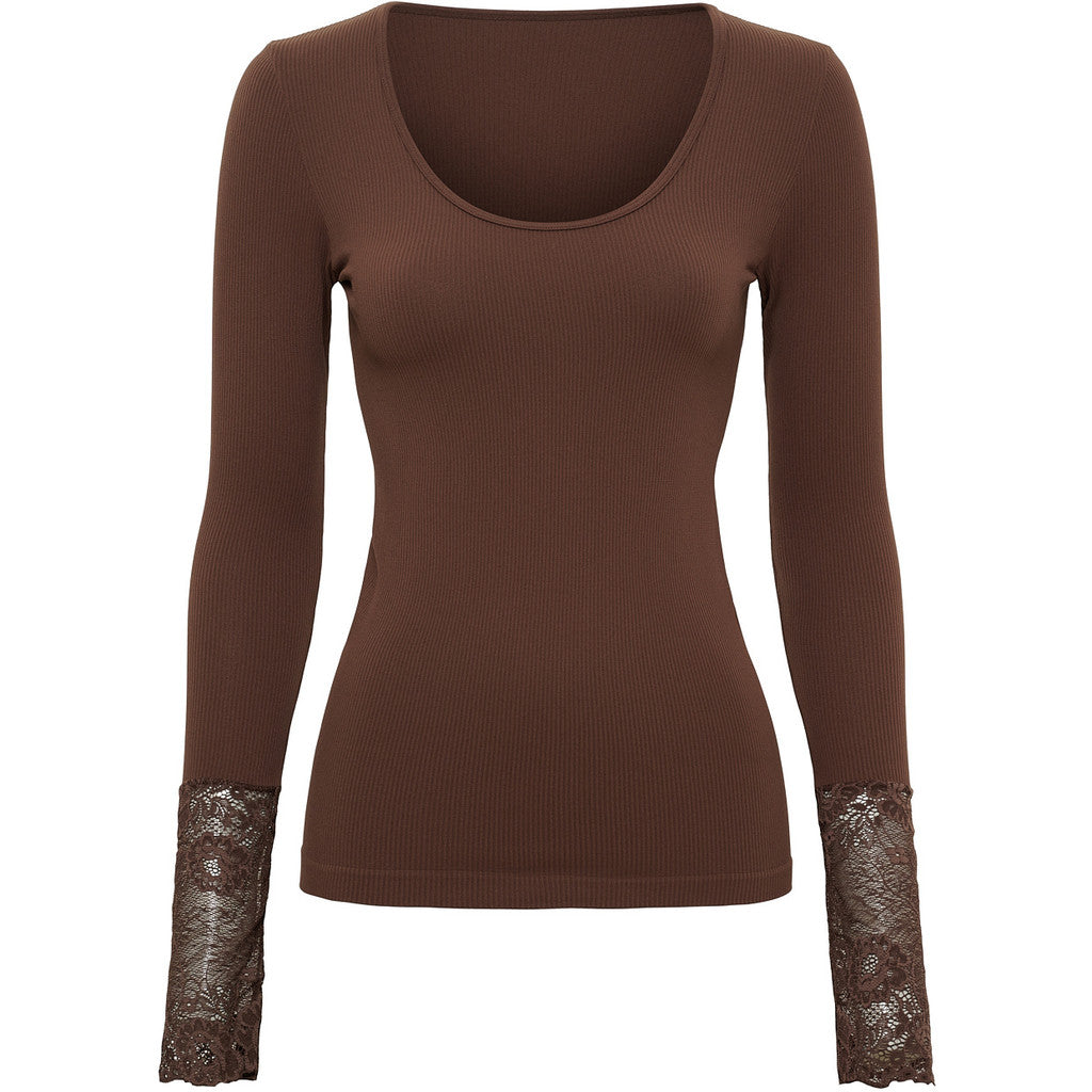 Microfiber T&S Mary Blouse Costina Lace LS T-shirt LS Cioccolato