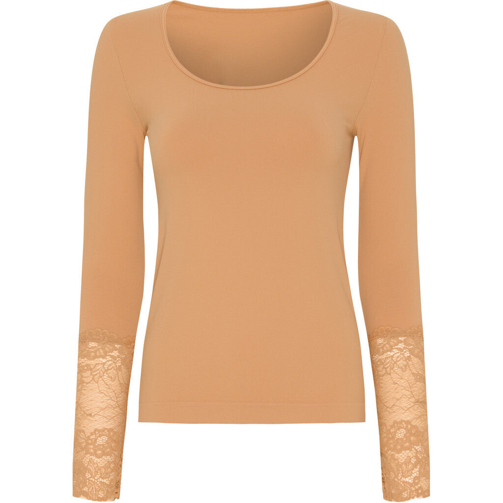 Microfiber T&S Mary Blouse lace LS Top LS Albicocca