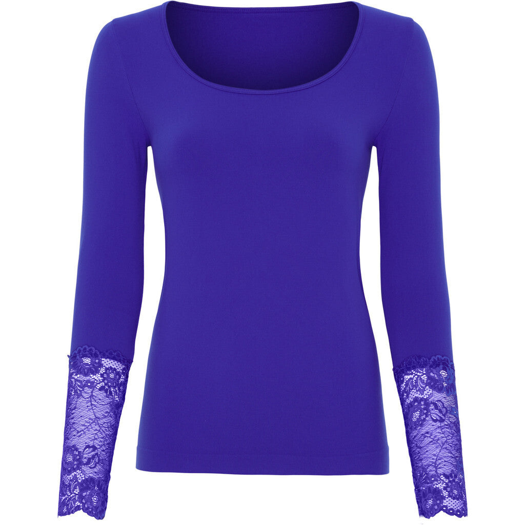Microfiber T&S Mary Blouse lace LS Top LS Bluette