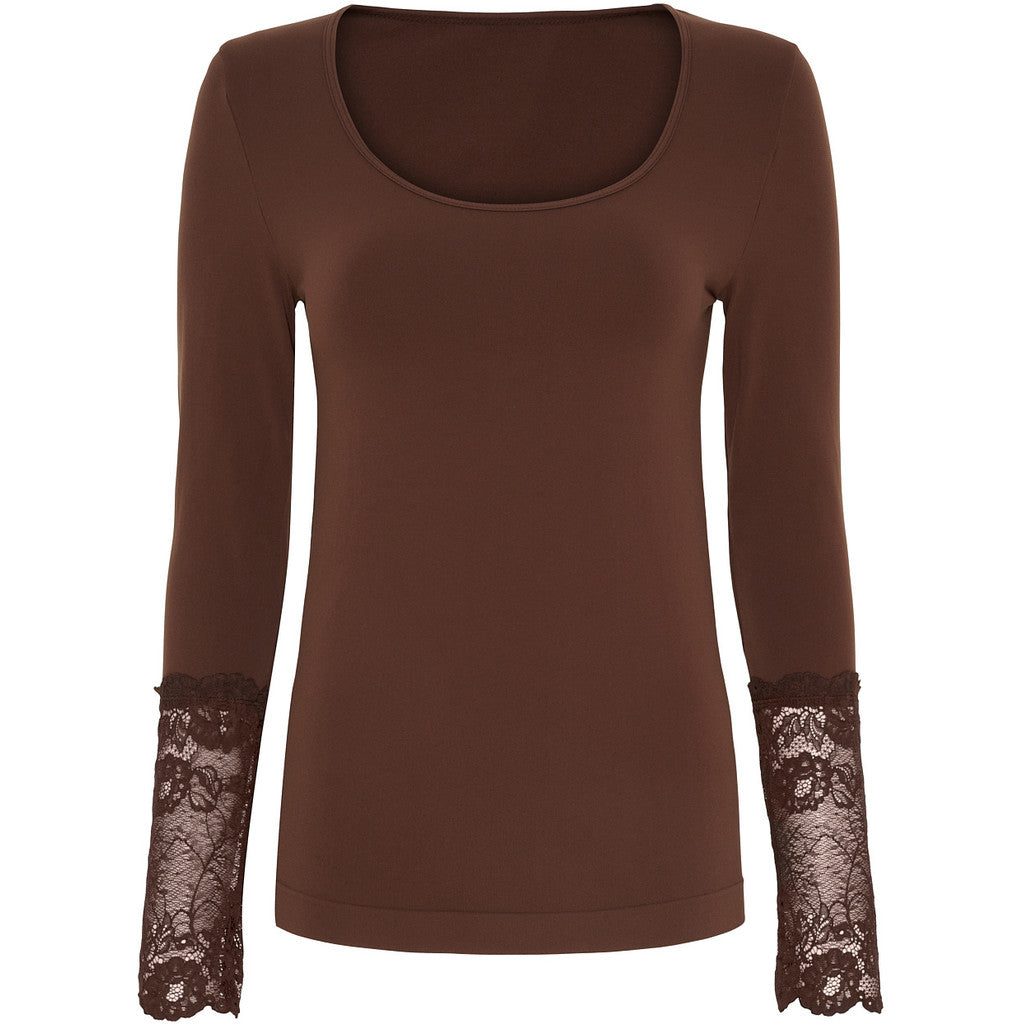 Microfiber T&S Mary Blouse lace LS Top LS Cioccolato