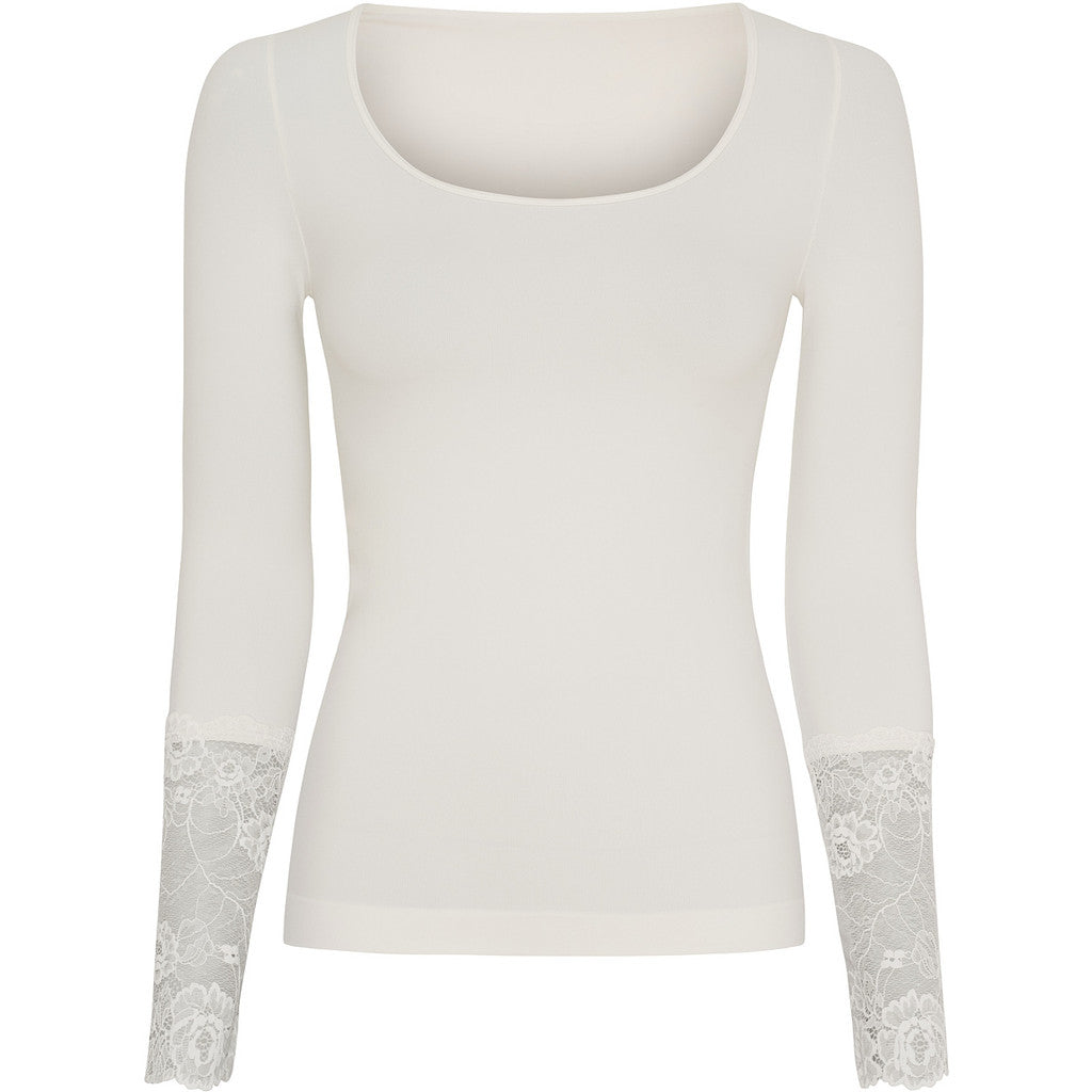 Microfiber T&S Mary Blouse lace LS Top LS Ivory