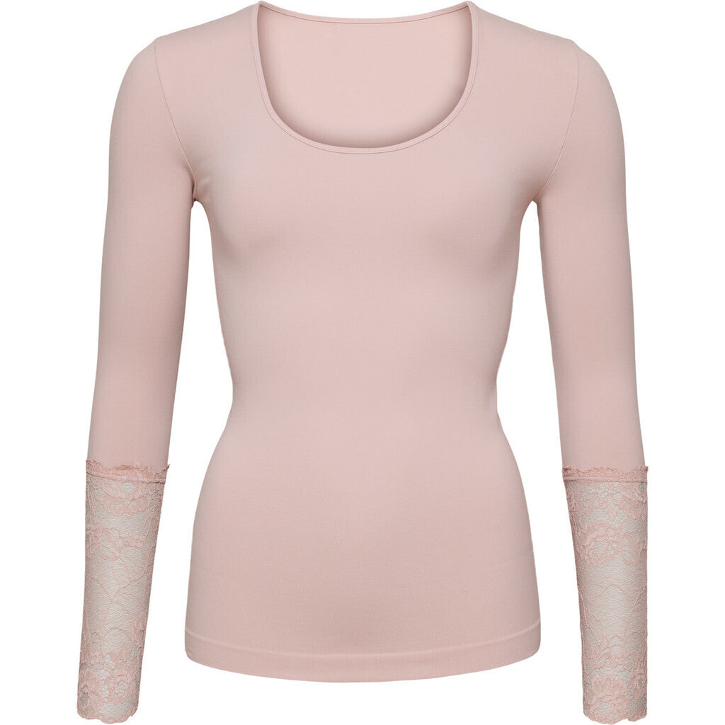 Microfiber T&S Mary Blouse lace LS Top LS Powderrose