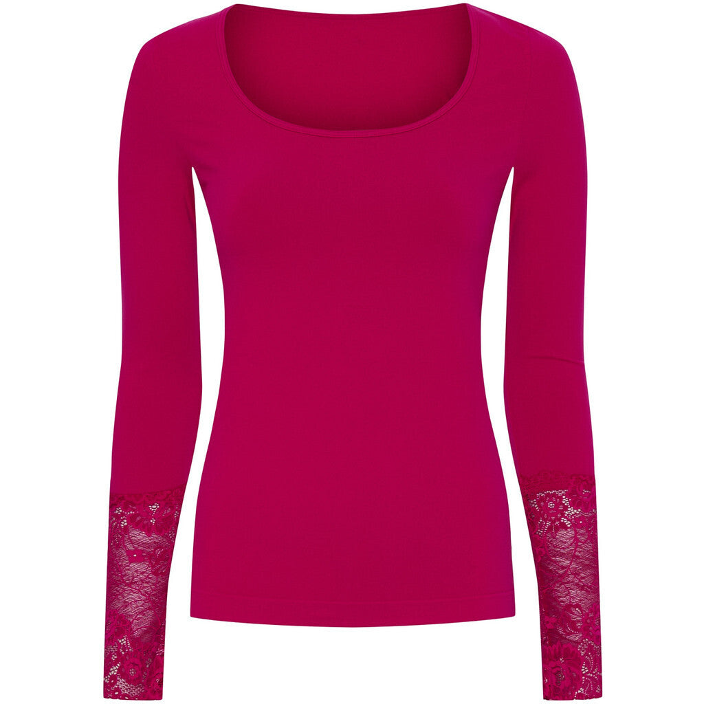 Microfiber T&S Mary Blouse lace LS Top LS Sangria