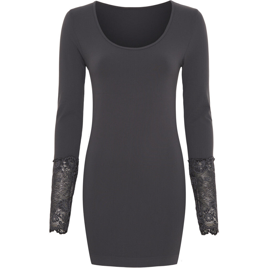Microfiber T&S Mary Blouse lace LS Plus Top LS Antracite