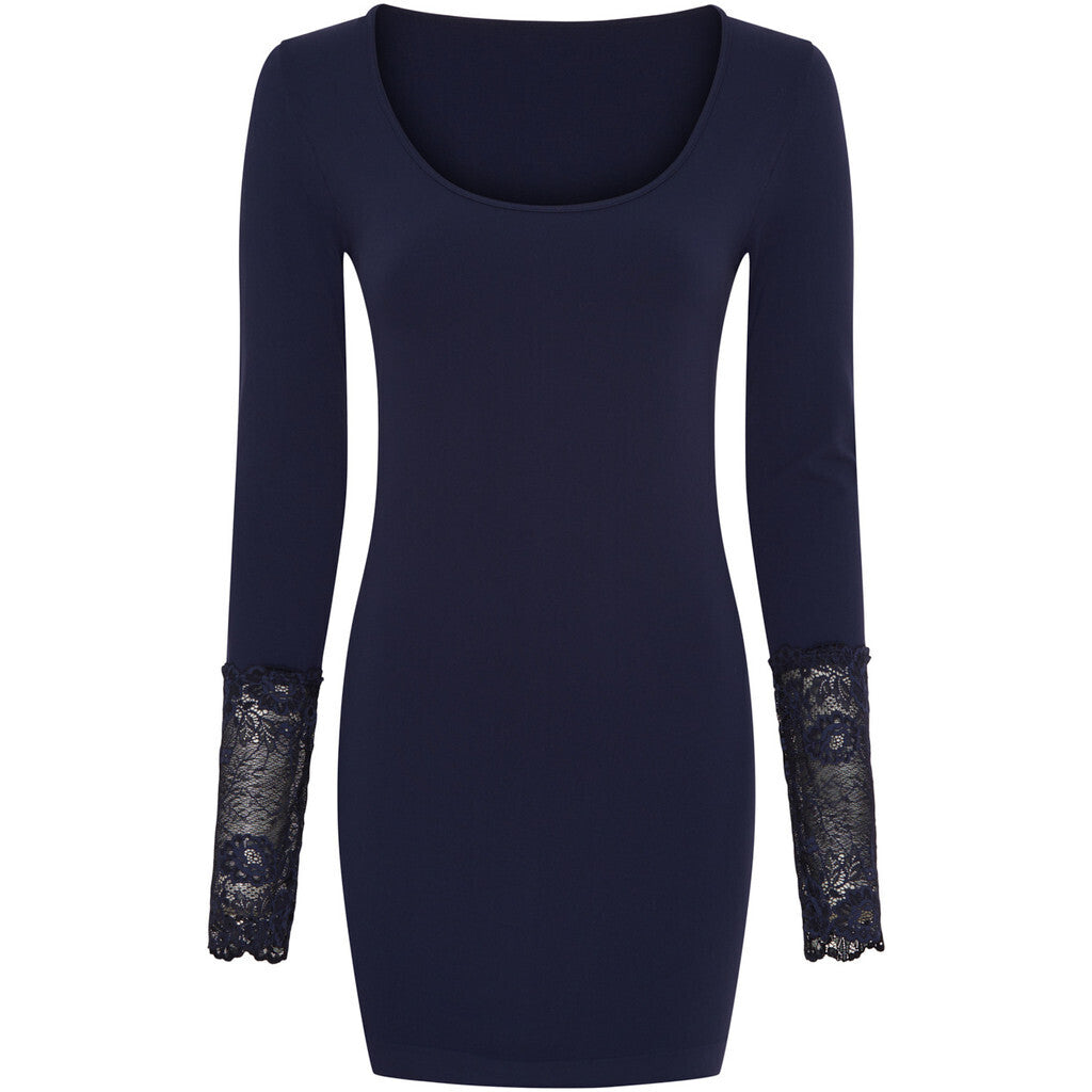 Microfiber T&S Mary Blouse lace LS Plus Top LS Blu