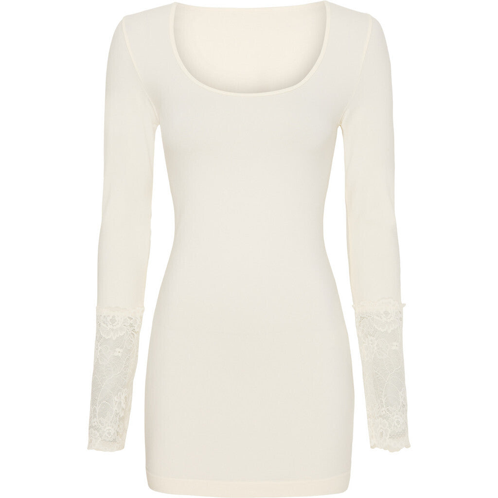 Microfiber T&S Mary Blouse lace LS Plus Top LS Panna