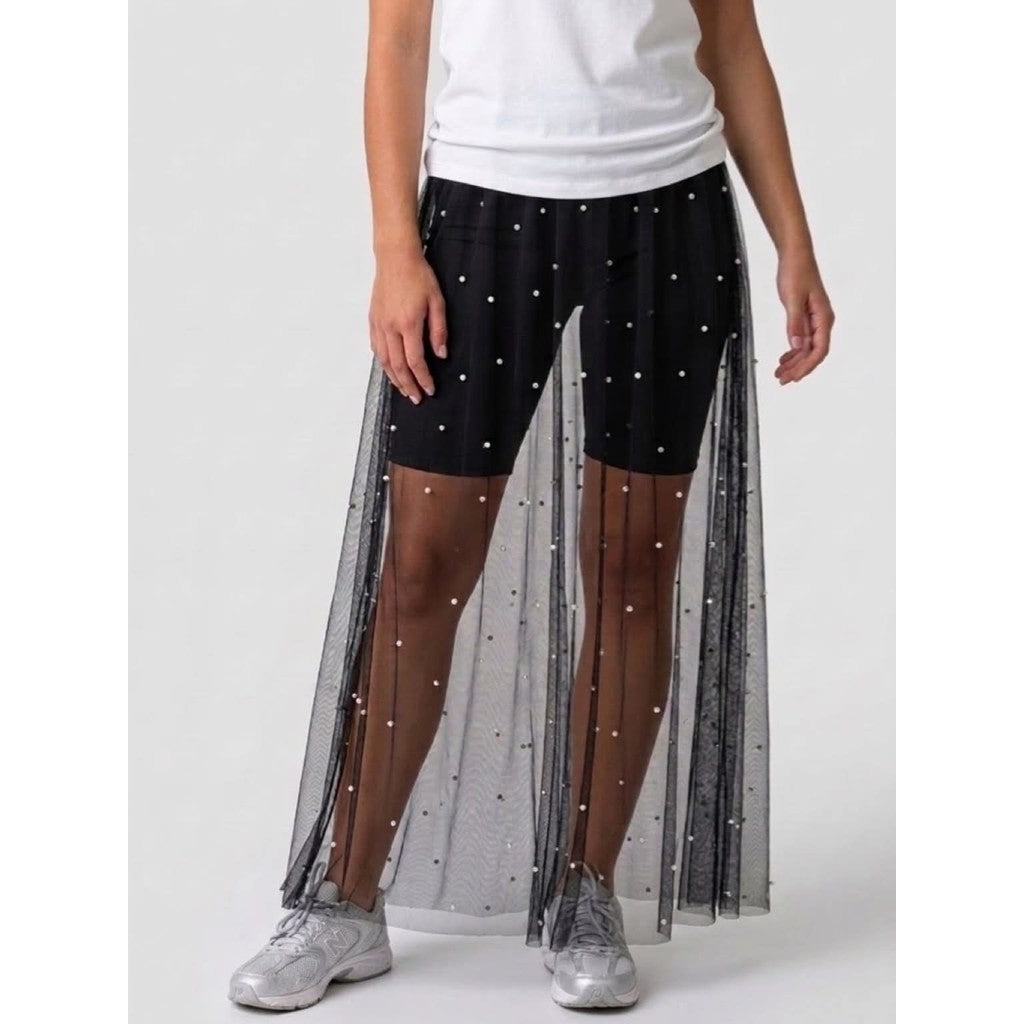 Clothing T&S Mesh Pearl Skirt Skirt Black