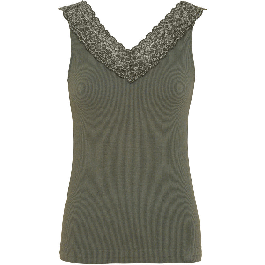 Microfiber T&S Miriam Rib Top Oliva