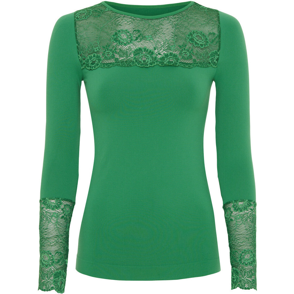 Microfiber T&S Nancy Blouse lacechest LS Top LS Felce
