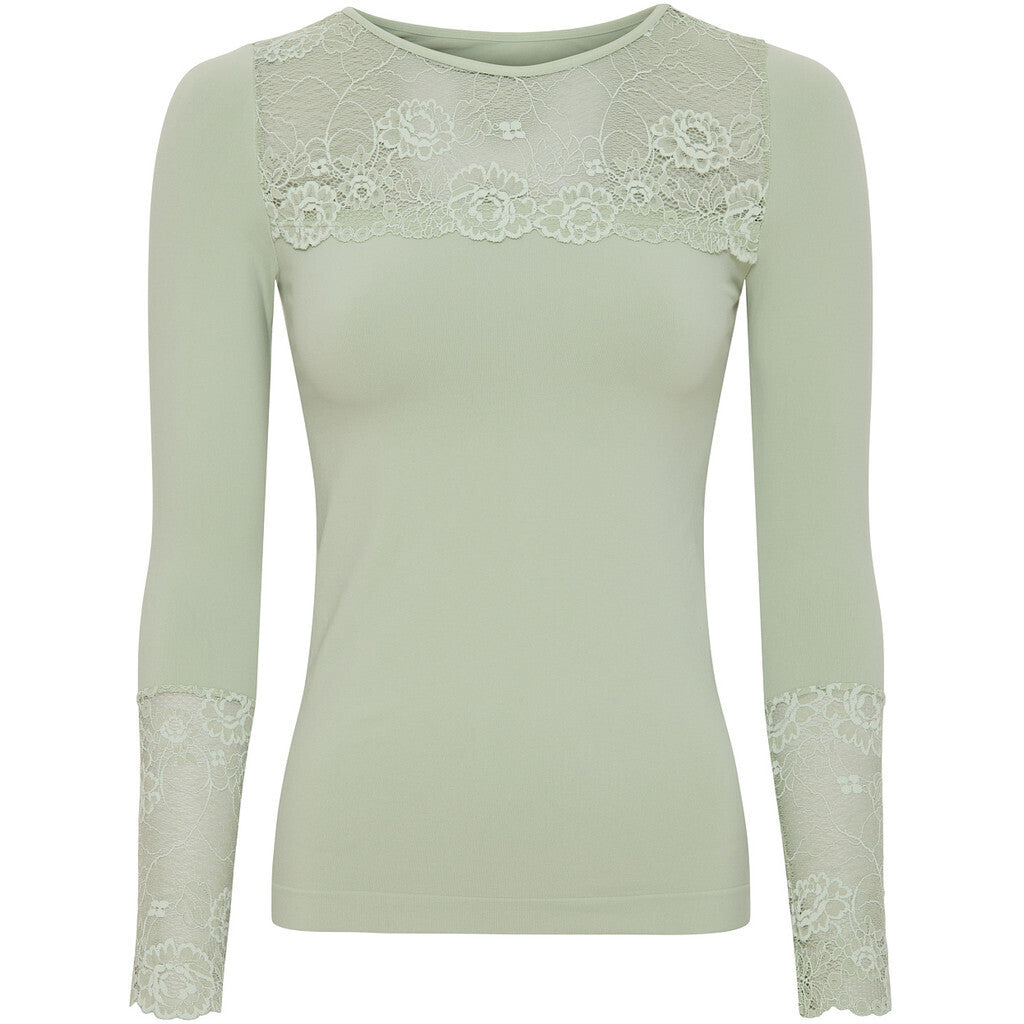 Microfiber T&S Nancy Blouse lacechest LS Top LS Menta