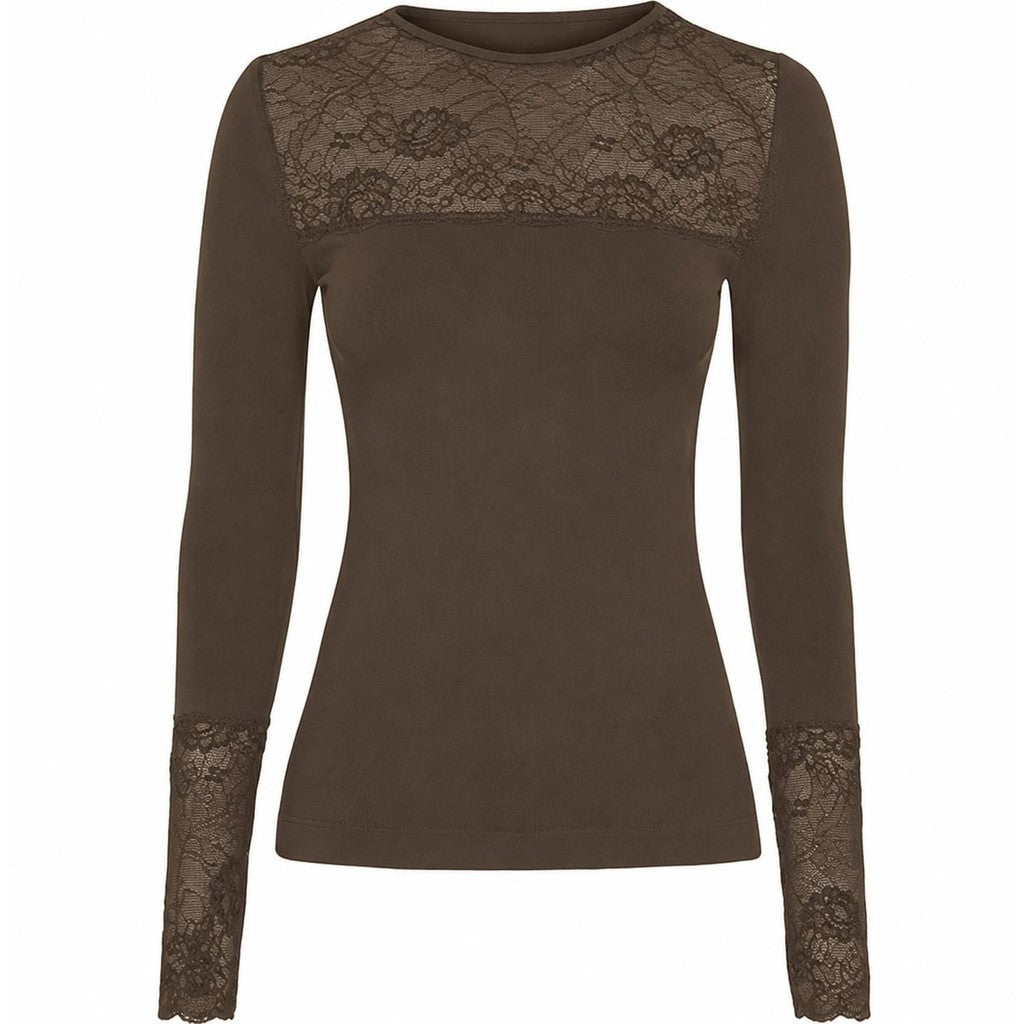 Microfiber T&S Nancy Blouse lacechest LS Top LS Noce