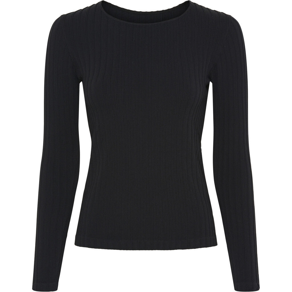 Microfiber T&S Pamela rib LS Top LS Nero