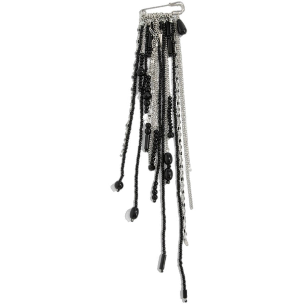 Jewelry T&S Pin Black Pearls Pins Black-silver