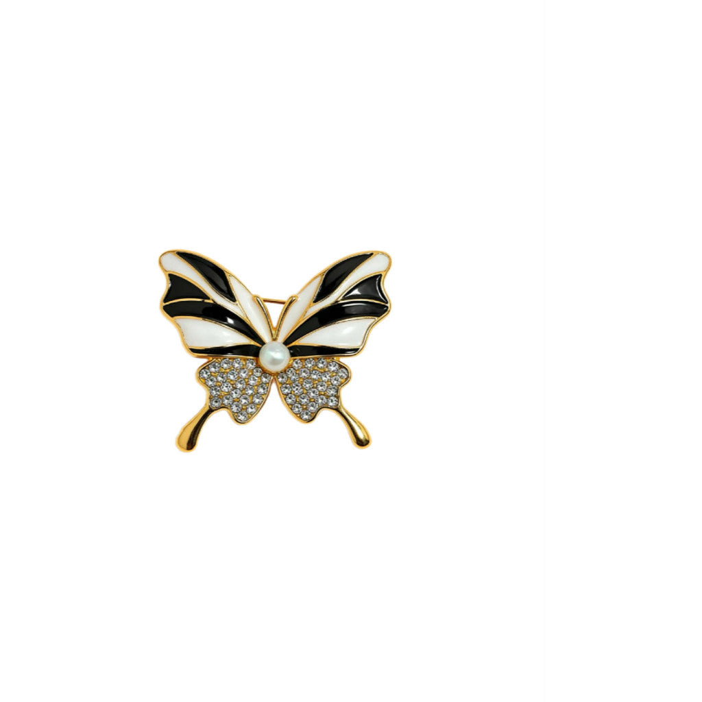 Jewelry T&S Pin Butterfly Black White 1 Pins Black-white