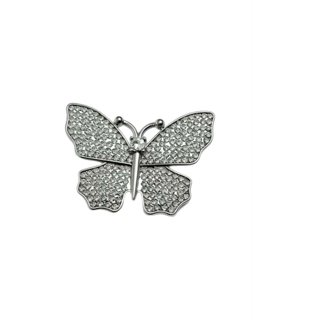 Jewelry T&S Pin Butterfly Shine Stones Pins Silver