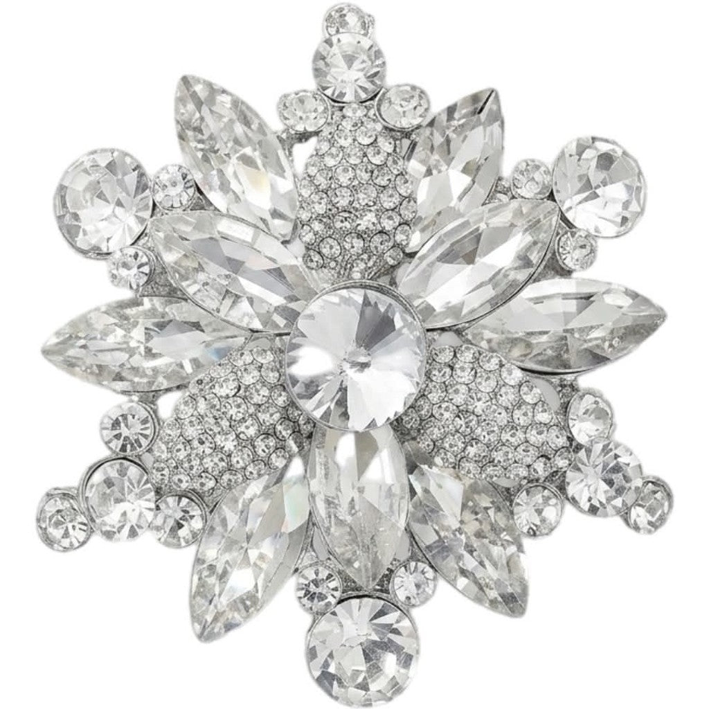 Jewelry T&S Pin Flower Crystal Pins Silver