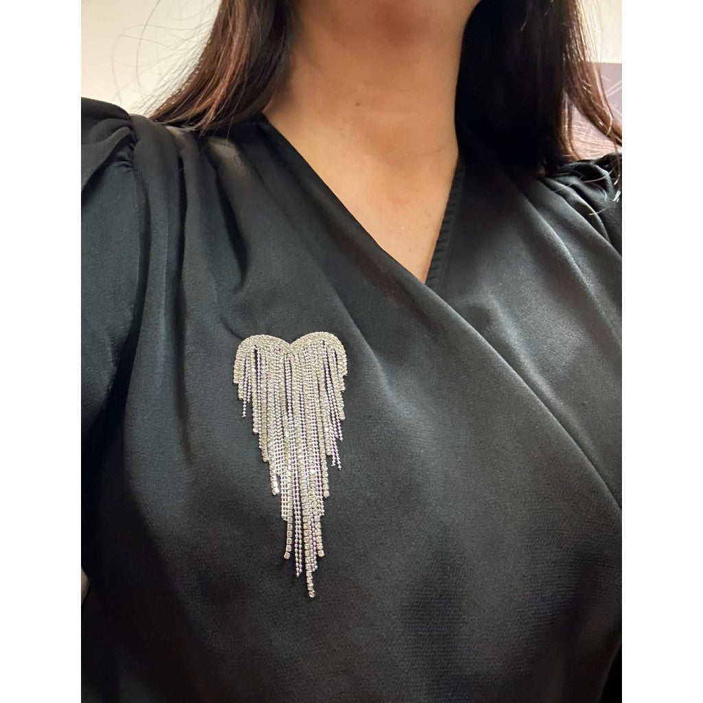 Jewelry T&S Pin Heart Chain Pins Silver