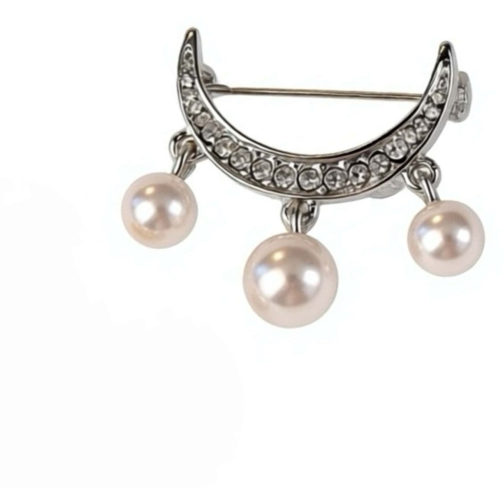 Jewelry T&S Pin Moon Pearl Pins Silver