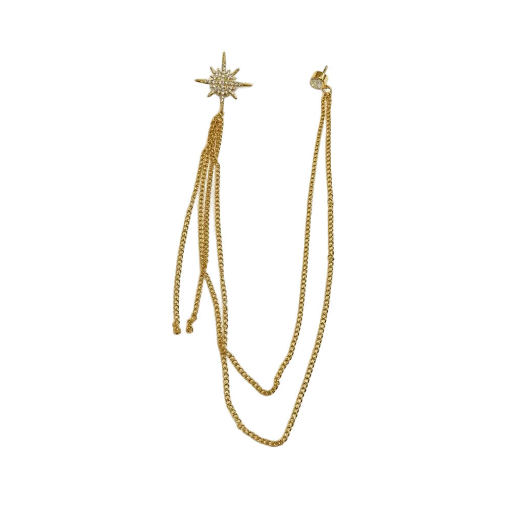 Jewelry T&S Pin Star and Glass Stone Pins Gold