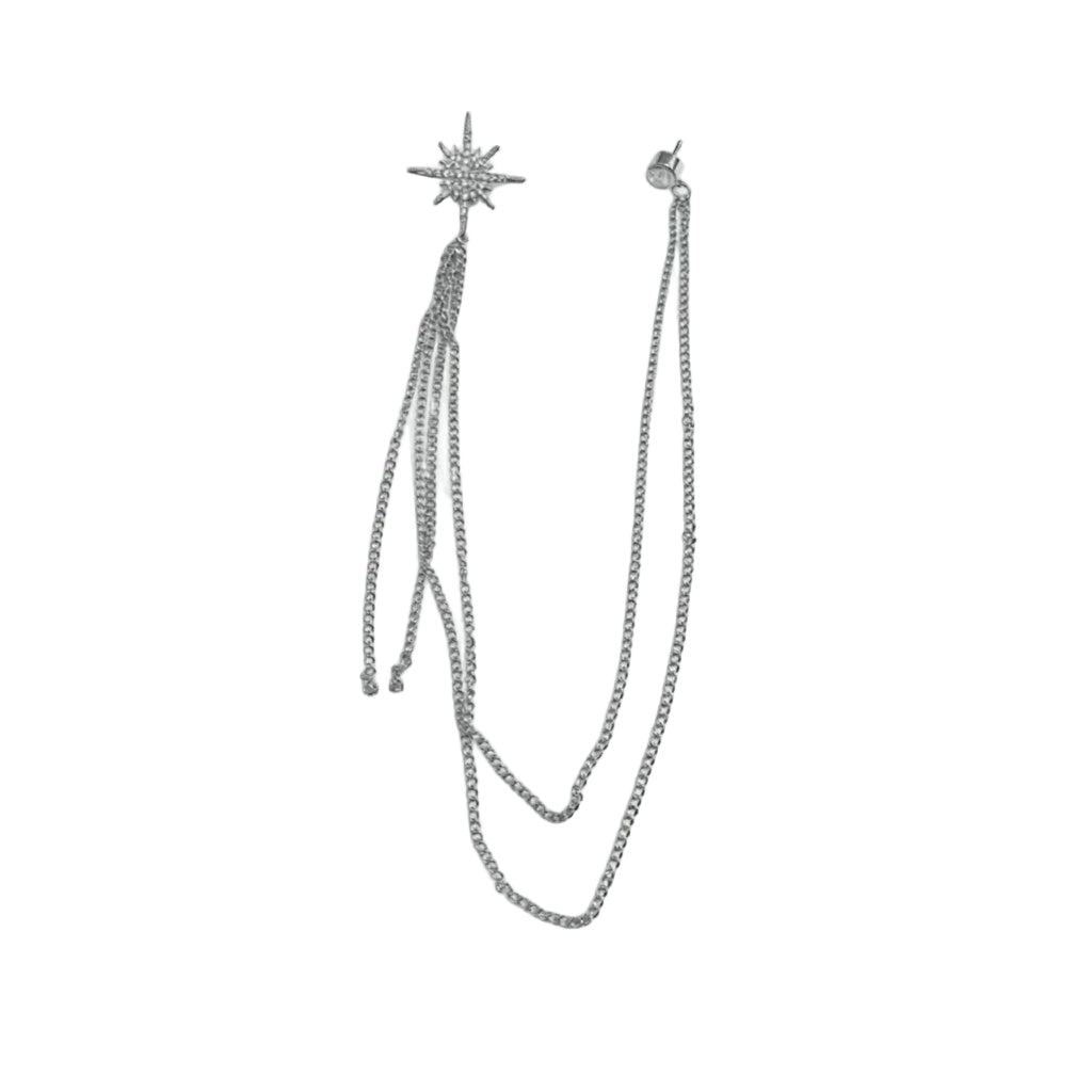 Jewelry T&S Pin Star and Glass Stone Pins Silver