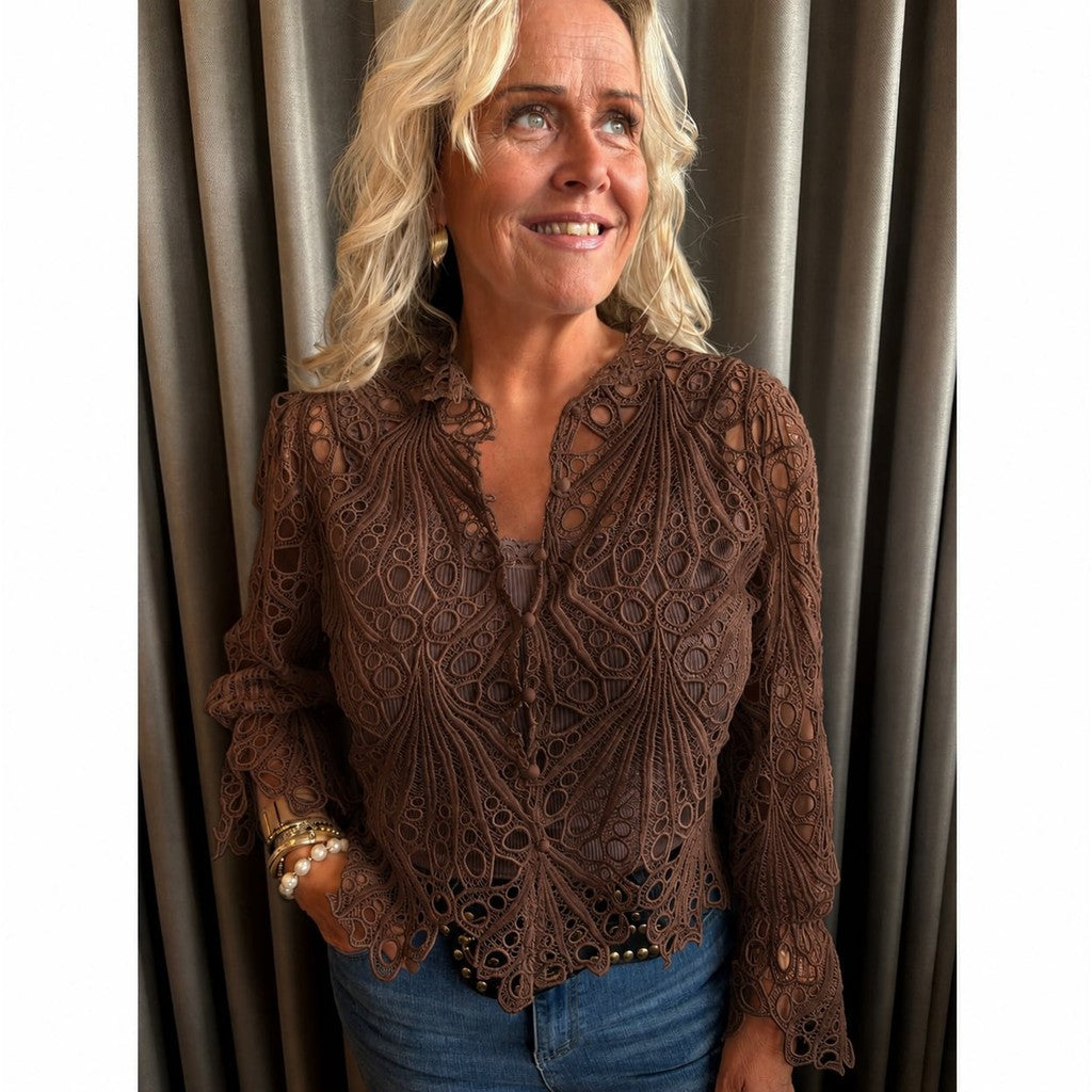 Clothing T&S Ragna Lace Blouse Blouse Brown
