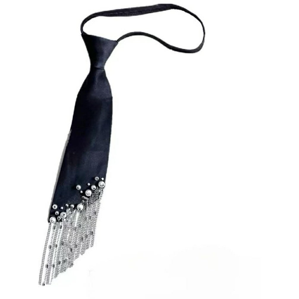 Jewelry T&S Tie Black w. fringes Tie Black