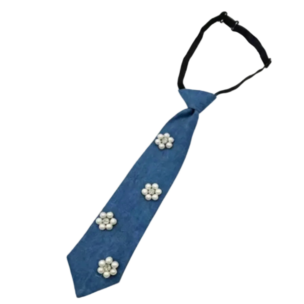 Jewelry T&S Tie Denim Pearl Tie Flower pearl