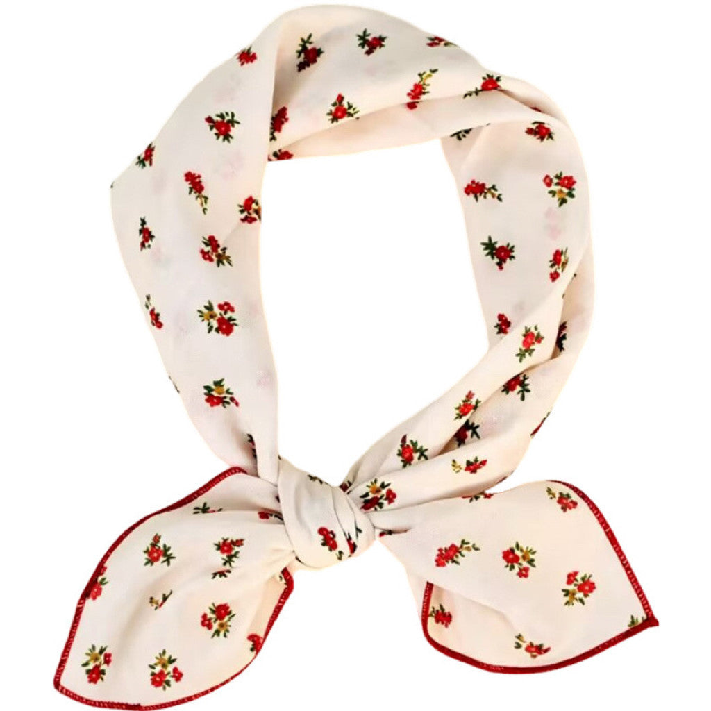 Scarf T&S Ulrika Cotton Scarf Scarf White-red flower