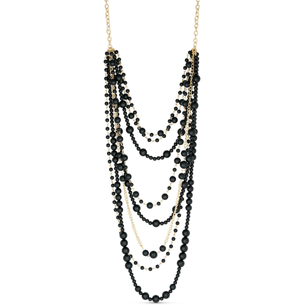 Jewelry T&S 8-Row Pearl Necklace Necklace Black