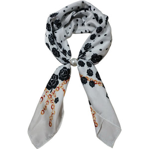 Scarf T&S Aliki Scarf w. magnetic pearl Scarf Black-white