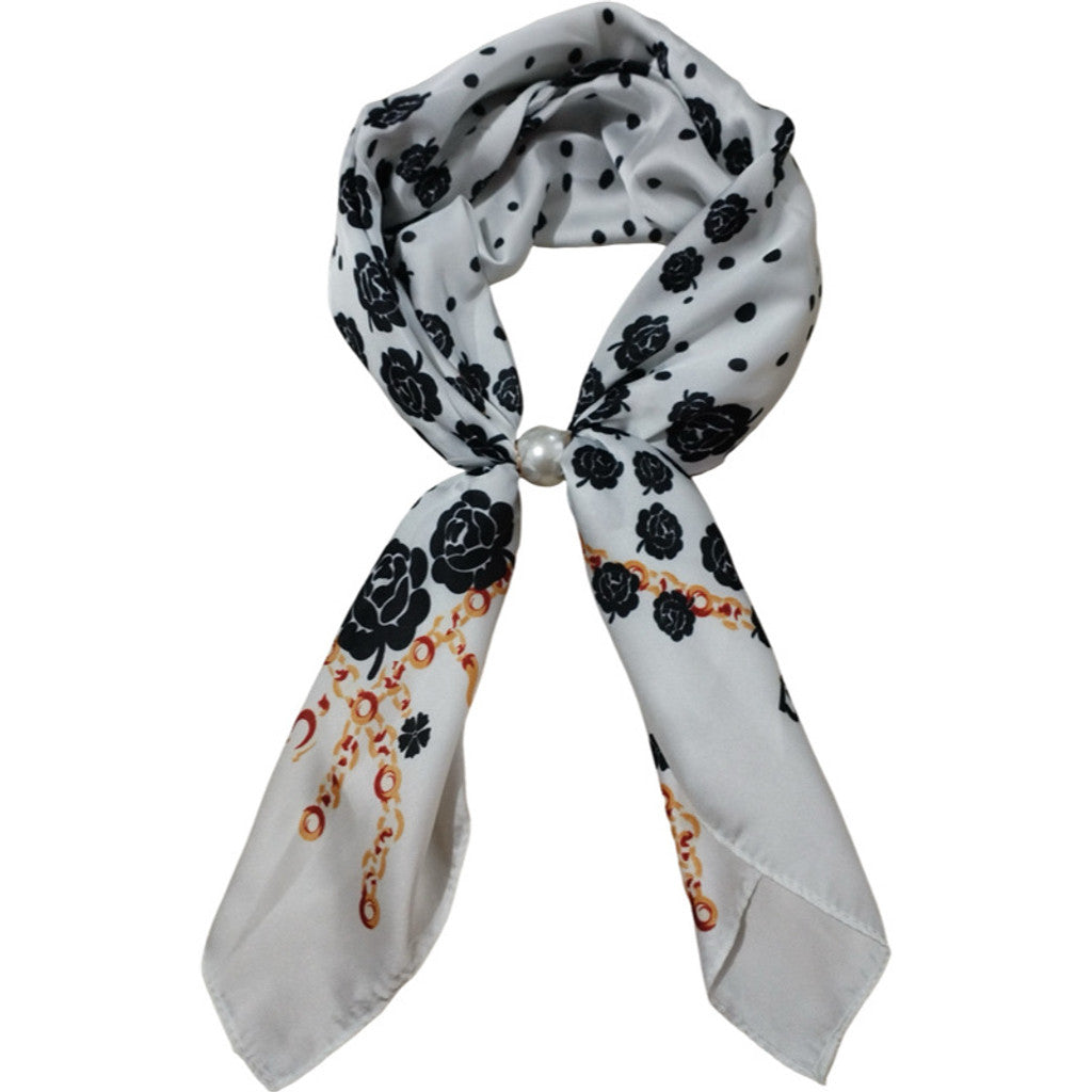 Scarf T&S Aliki Scarf w. magnetic pearl Scarf Black-white