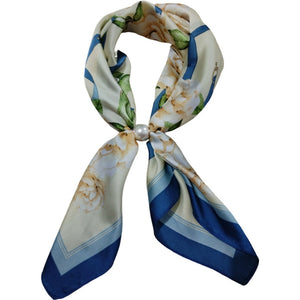 Scarf T&S Aliki Scarf w. magnetic pearl Scarf Flower blue