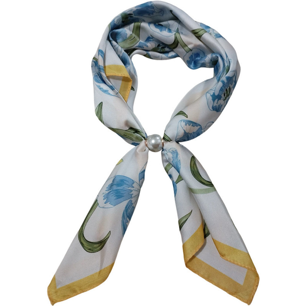 Scarf T&S Aliki Scarf w. magnetic pearl Scarf Flower yellow