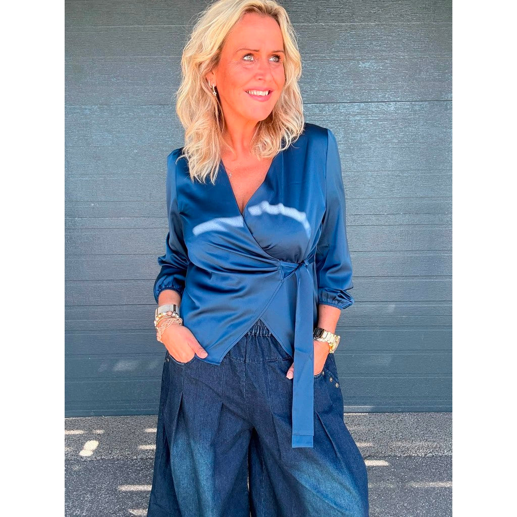 Clothing T&S Beate Wrap Blouse Blouse Blue