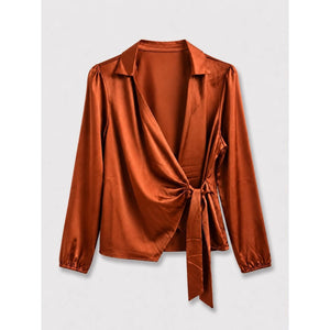 Clothing T&S Beate Wrap Blouse Blouse Cognac