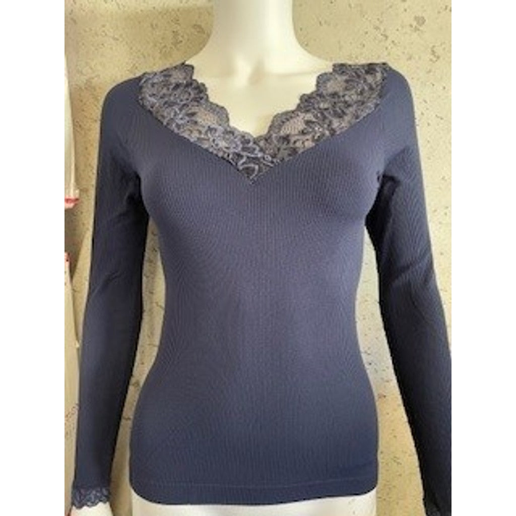 Microfiber T&S Belen Blouse Costina LS T-shirt LS Blu