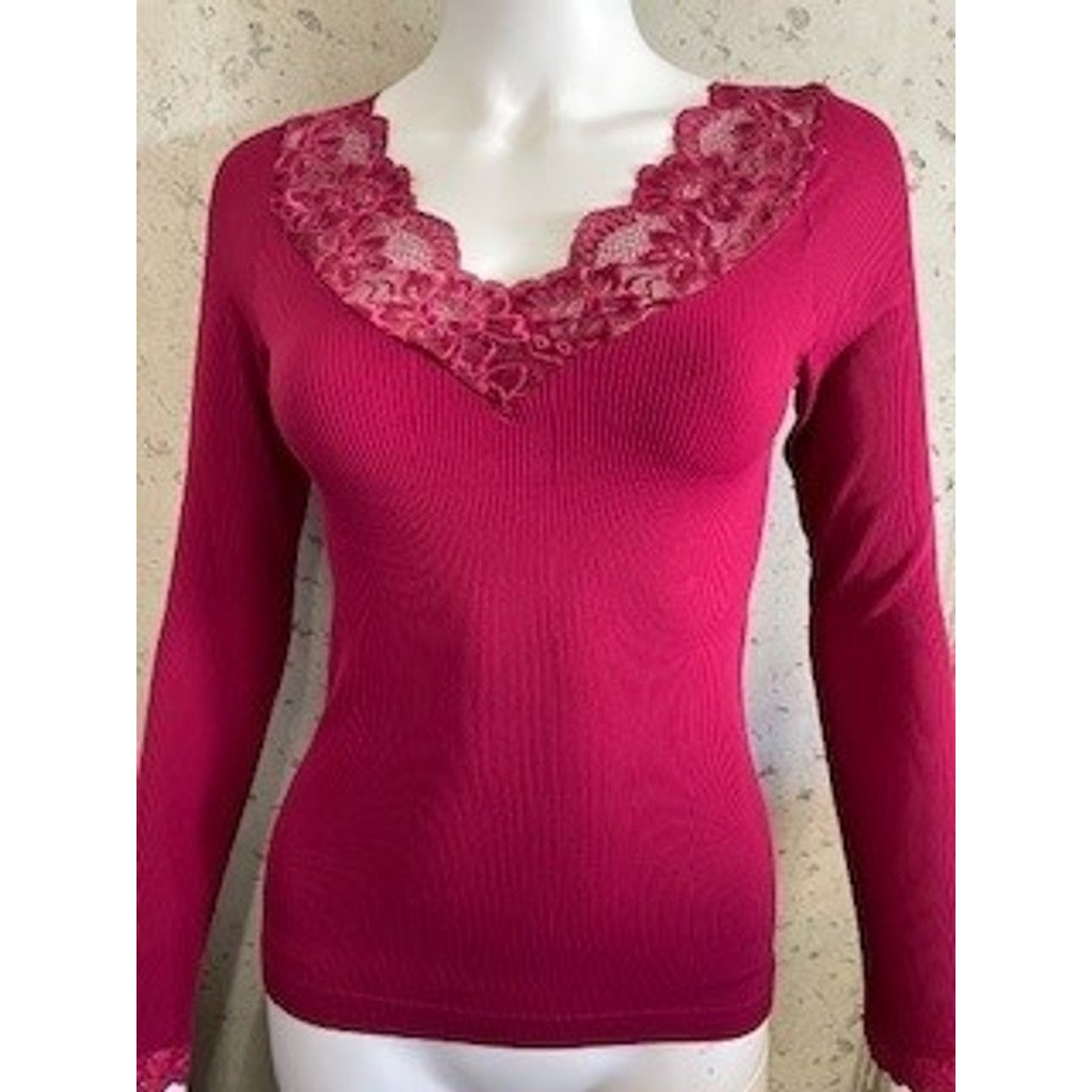 Microfiber T&S Belen Blouse Costina LS T-shirt LS Bordo