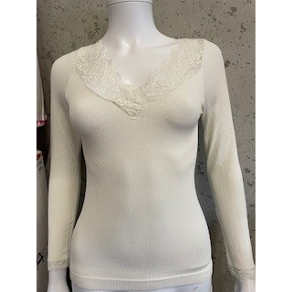 Microfiber T&S Belen Blouse Costina LS T-shirt LS Ivory